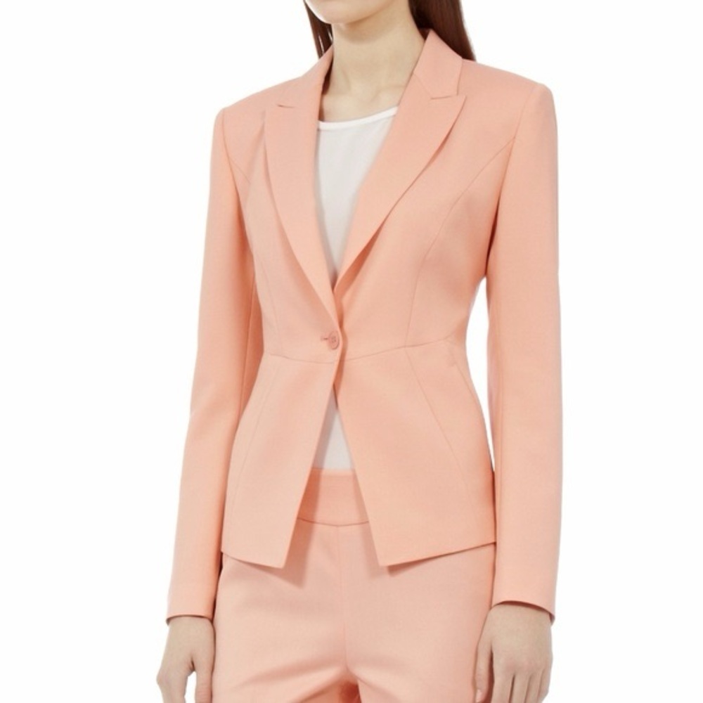 Reiss Peach Coral Structured Hourglass Blazer